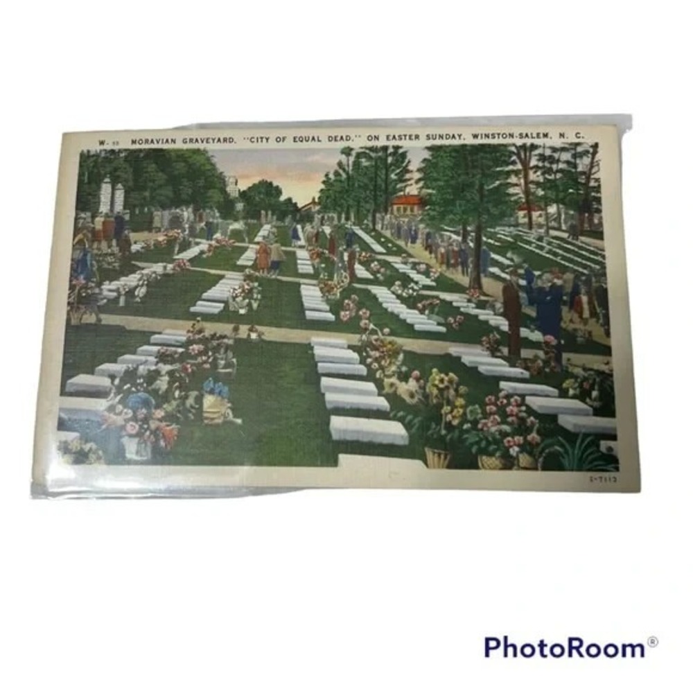 Postcard Moravian Graveyard City of Equal Dead Easter Winston Salem NC A23